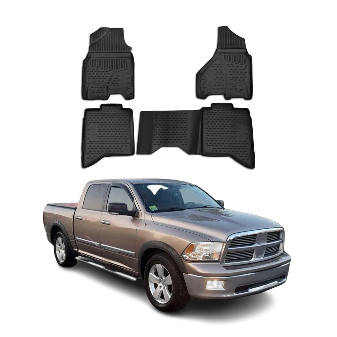OMAC Gummimatten Fussmatten für Dodge RAM 1500 2500 3500 Quad Cab 2012-2018 4X Fussmatten / Schwarz