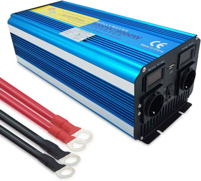 Spannungswandler 4000W 12V 230V Reiner Sinus Wechselrichter Fernbedienung 2 LED Power Inverter 2 Ste