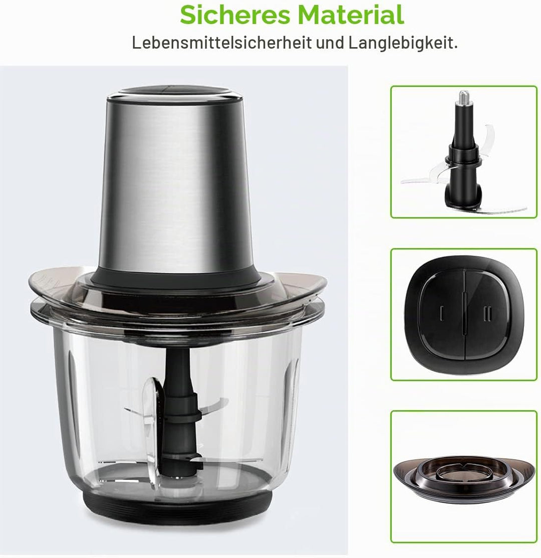 Zerkleinerer Küche Elektrisch, Multizerkleinerer Elektrisch 400W mit 1.5L Glasbehälte, Food Processo