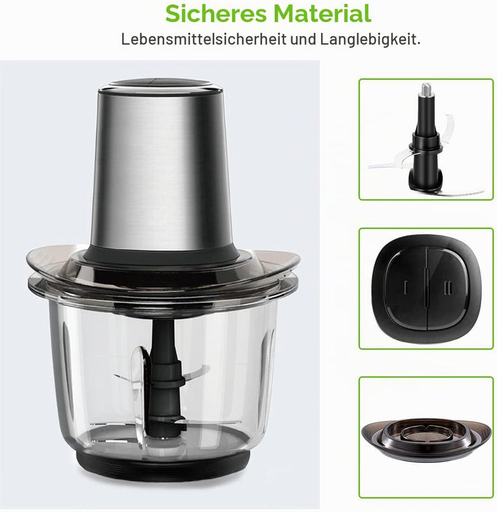 Zerkleinerer Küche Elektrisch, Multizerkleinerer Elektrisch 400W mit 1.5L Glasbehälte, Food Processo