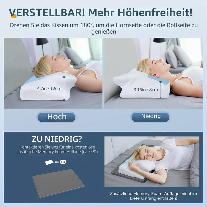 HOMCA Orthopädisches Kissen Memory Foam Nackenstützkissen für HWS Ergonomisches Kopfkissen für Rücke