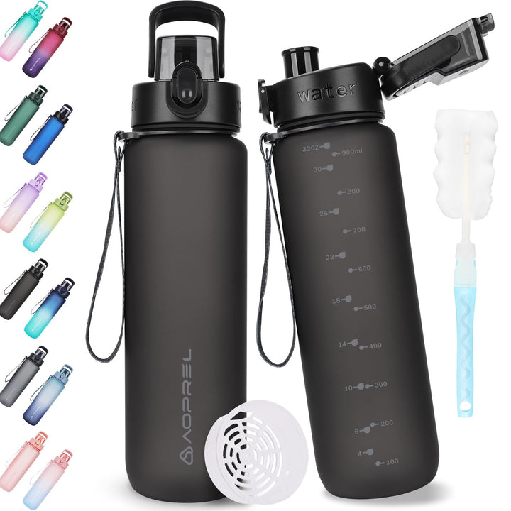 AOPREL Trinkflasche 1l, Wasserflasche BPA-Frei aus Tritan, Sport Trinkflasche Kohlensäure geeignet,