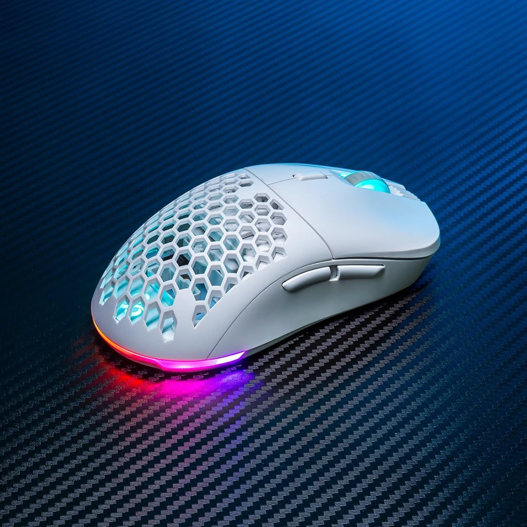 Newskill Arakne Elite Ivory RGB-Maus, kabellos, 16.000 DPI, mit Beidhänger-Design, Weiss, Elite Ivor