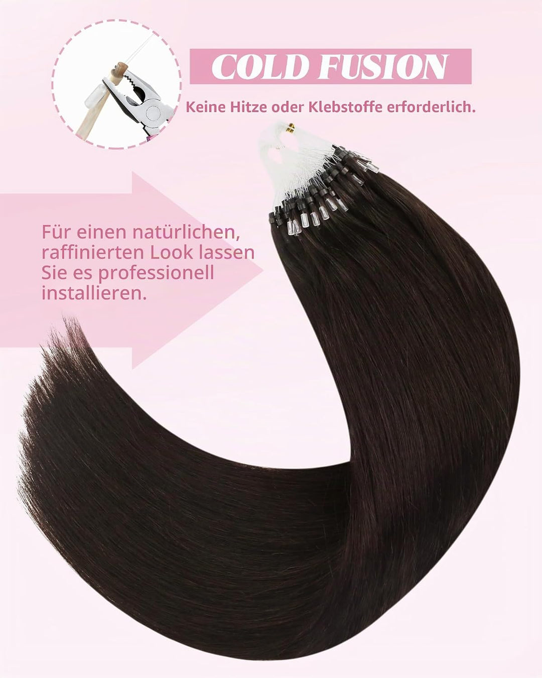 YoungSee Extensions Echthaar Microring Braun 40cm Microring Extensions Echthaar 1g Micro Ring Hair E