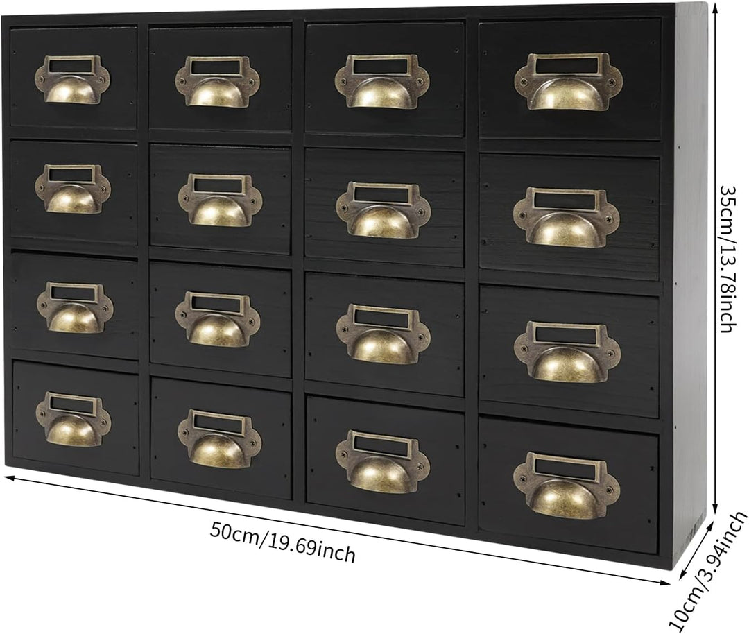 Garbenat Holz Schubladenbox 4 X 4 Stufige SchubladenOrganizer Vintage Apothekerschrank mit 16 Schubl