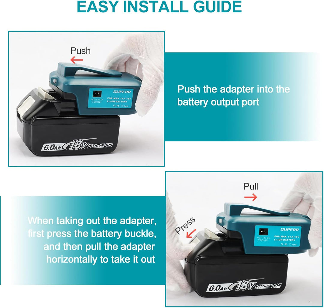 QUPERR - Adp05 Power Source Battery Adapter Arbeitslichtkonverter für Makita 14,4 V & 18 V Akku mit