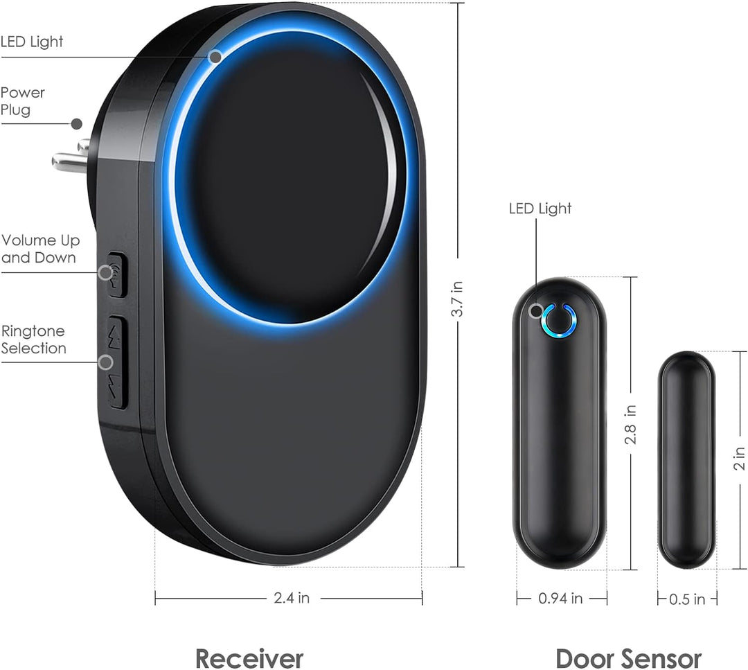 Tür Fenster Sensor klingel, Funkklingel 900ft Reichweite 58 Klingeltöne, Haushaltsalarme, Home Secur