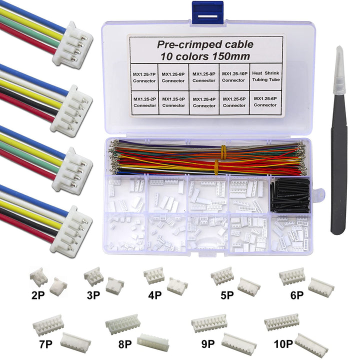 MX 1,25 mm SteckerSet und Premiumvorgekräuselte Kabel, kompatibel mit Molex PicoBlade für Pixhawk Fl