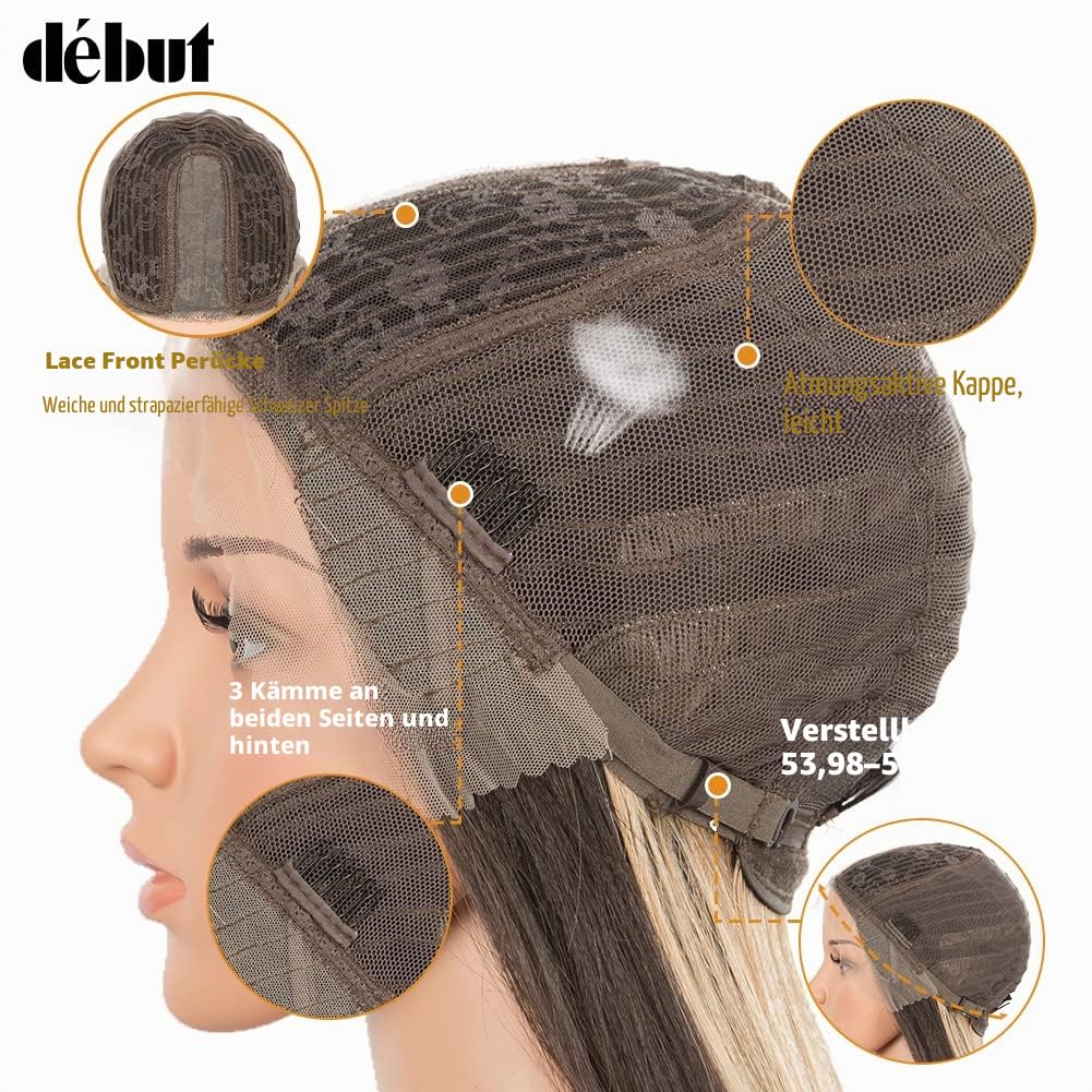 DÉBUT Lace Front Perücke Super lange Glatte Perücke für Damen 95 cm 260g Kunsthaar Hitzebeständige F