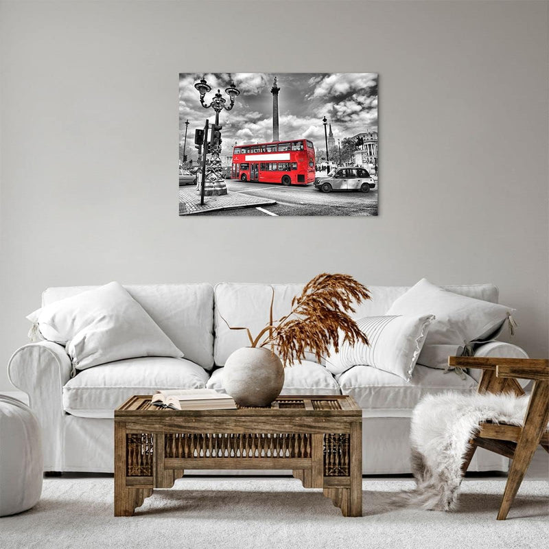 Bilder auf Leinwand Trafalgar Platz Taxi London Leinwandbild 70x50cm Wandbilder Dekoration Wohnzimme