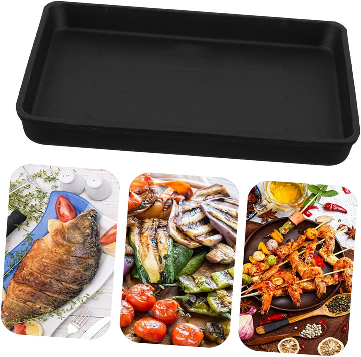 Ciieeo Gusseisen Grillplatte Rechteckig Bbq Teppanyaki Grillpfanne Kompatibel für Herdarten Glatte O