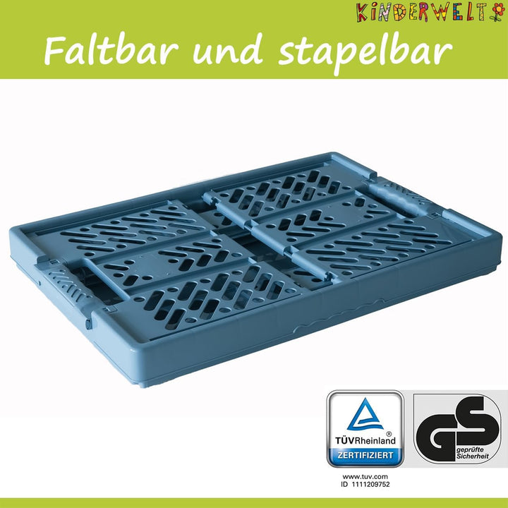 KiNDERWELT 4 x Stabile Profi-Klappboxen blau mit Soft-Touch Griffen 4er Set Blau, 4er Set Blau