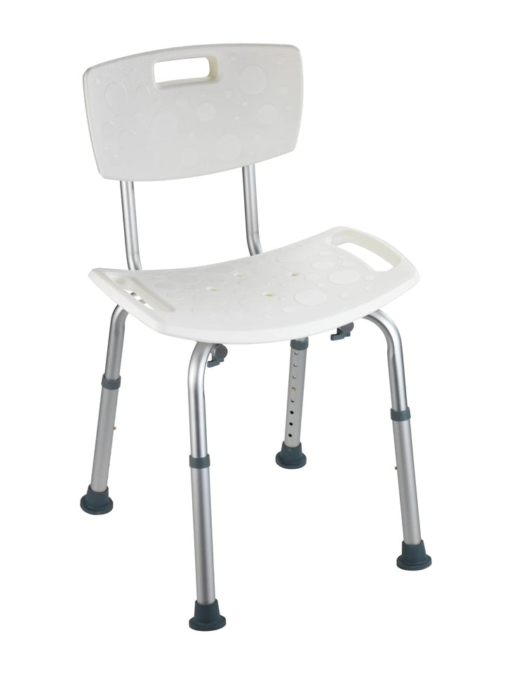 WENKO Badhocker mit Rückenlehne Secura Duschhocker Weiss 49 x 68,5 -85,5 x 54 cm Weiss, 49 x 68,5 -8