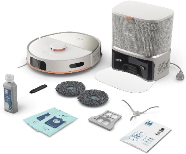 Philips Homerun 5000 Series Saug- & Wischroboter, Doppelter Wischmopp, 10.000Pa Saugkraft, Auto-Entl