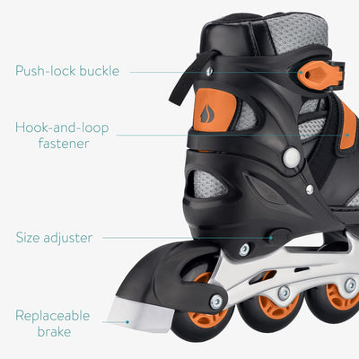 Navaris Inline Skates für Jungen & Mädchen - Inline Rollerblades Rollschuhe grössenverstellbar - Inl