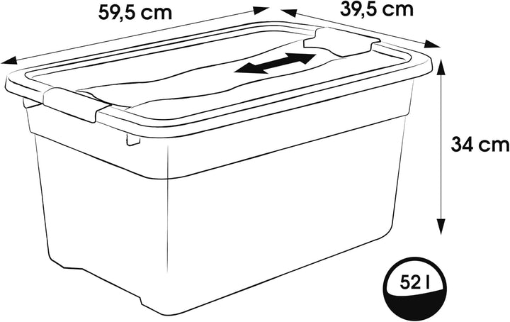 keeeper Transportbehälter mit Deckel und Schiebeverschluss, Extra Stabil, 59,5 x 39,5 x 34 cm, 52 l,