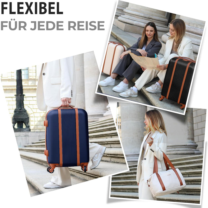 FERGÉ Kofferset Hartschale 5-teilig Milano 3 Grössen Hartschalenkoffer Set + Reisetasche + Kulturbeu