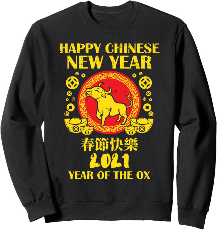 Happy Chinese New Year Of Ox 2021 Lunar Zodiac Animal Gift Sweatshirt