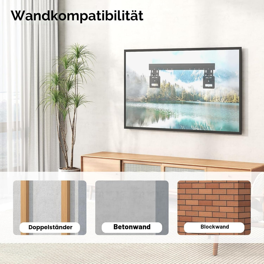 Ultra Slim TV Wandhalterung-TV Halterung für 37-80 Zoll Flachbildschirme,MAX 75 kg,MAX VESA 600x400m