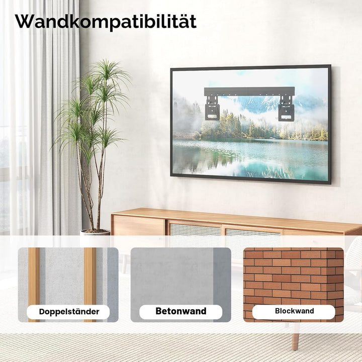 Ultra Slim TV Wandhalterung-TV Halterung für 37-80 Zoll Flachbildschirme,MAX 75 kg,MAX VESA 600x400m