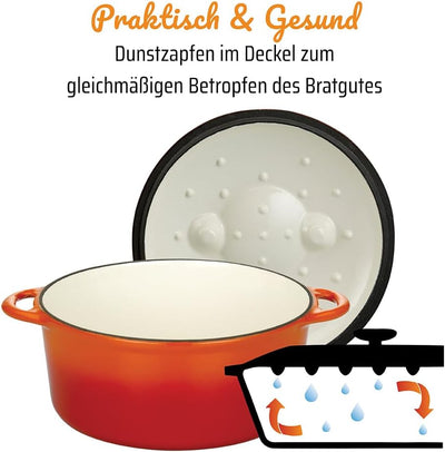 GSW 717243 Shadow Kochtopf mit Deckel 24cm / ca. 4,0 Liter, Gusseisen, orange/creme, 24 cm