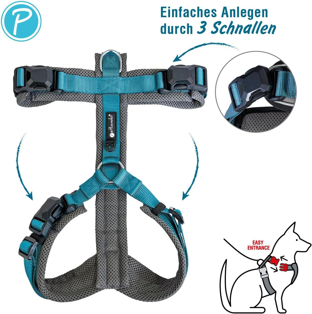 Petlando Hundegeschirr Magnetech Y-Comfort – Innovative Magnetschnalle, atmungsaktiv, mit Mesh gepol