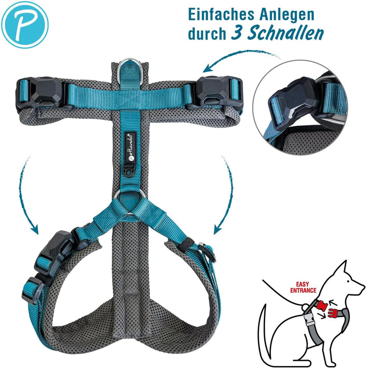 Petlando Hundegeschirr Magnetech Y-Comfort – Innovative Magnetschnalle, atmungsaktiv, mit Mesh gepol