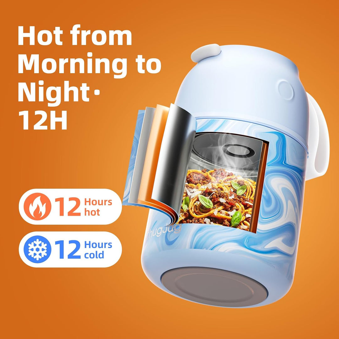 Thermobehälter für Essen 750ml, Edelstahl Thermobecher für Essen Warmhaltebehälter mit Löffel, Ausla