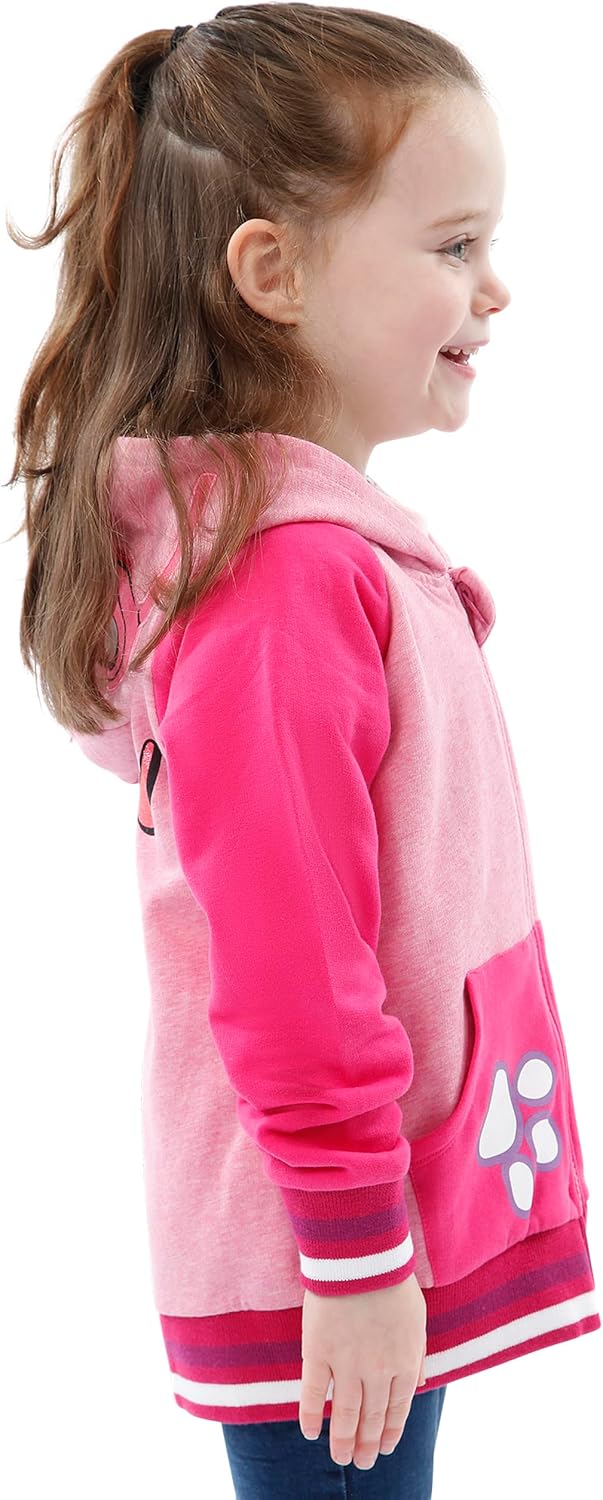 PAW PATROL Pullover Mädchen | Skye Zipper Hoodie | Glitzer Kapuzenpullover für Kinder 128 Rose, 128