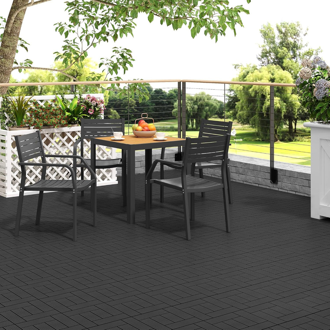 Laneetal WPC Fliesen 11er Set für 1 m², Balkonfliesen 30x30 cm, Terrassenfliesen Klicksystem, Klickf