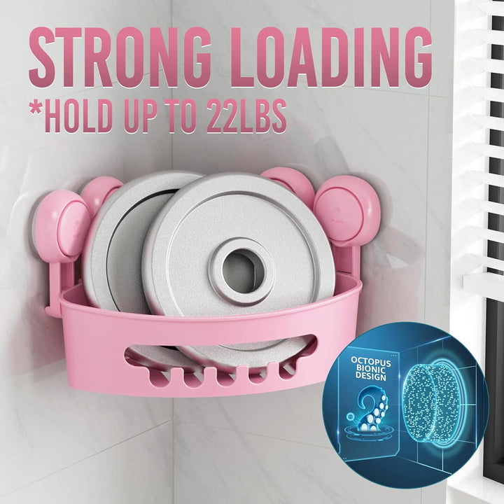 TAILI Duschablage Ohne Bohren,Einstellbar Ecke Dusche Caddy Saugnapf 2er Set Dusche Zubehör mit Hake