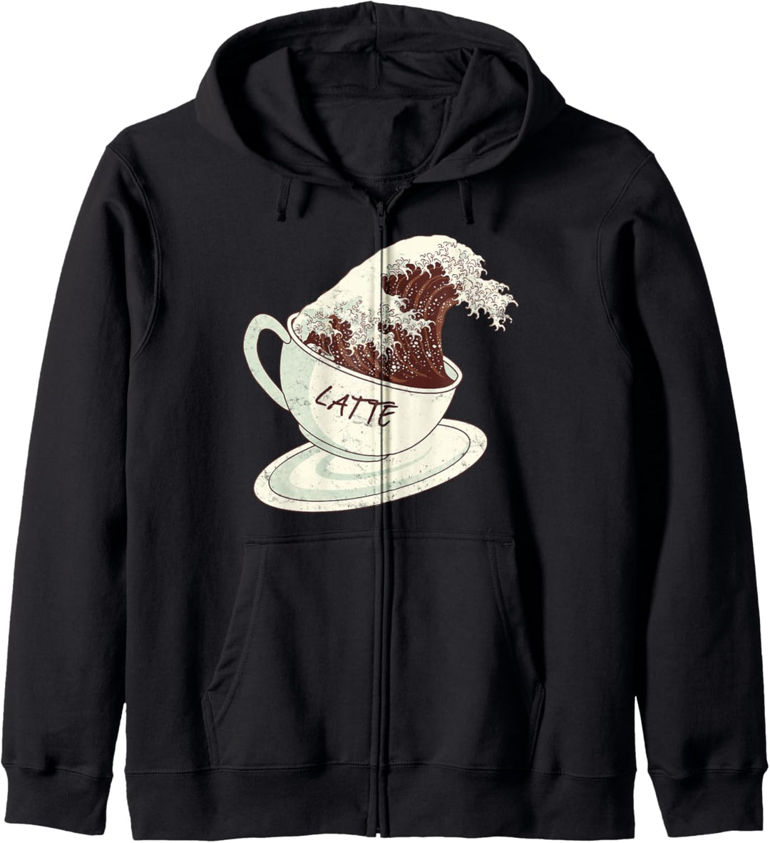 Grosse Wellen Café Latte-Kaffee Kanagawa Hokusai Great Wave Kapuzenjacke