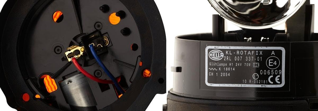 HELLA - Halogen-Rundumkennleuchte - KL Rotafix - 24V - Gelb - Anbau/geschraubt - Stecker: Flachsteck