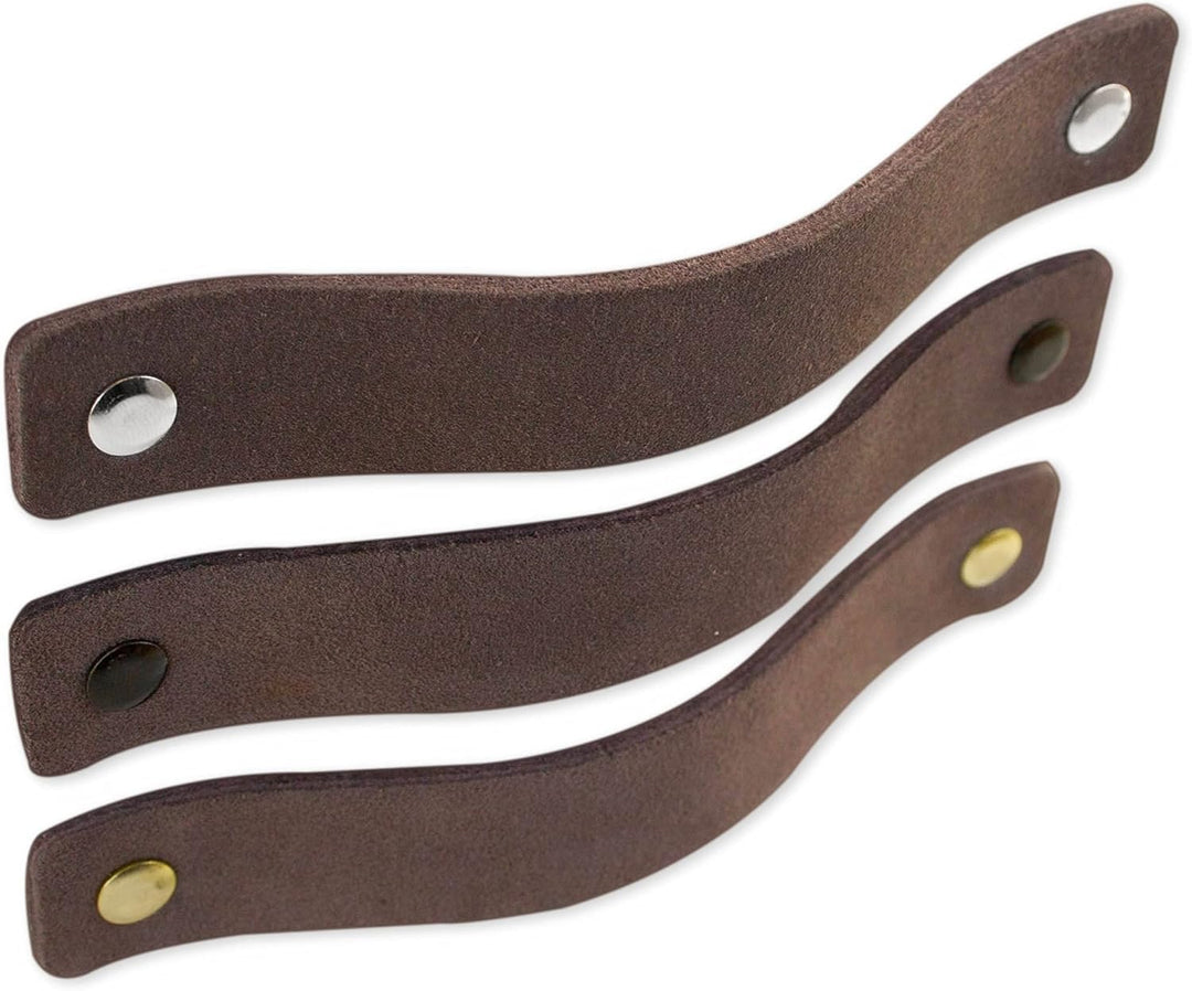 Brute Strength - Ledergriffe für Möbel - Wildleder - Grau - 6 Stück - 16,5 x 2,5 cm - Schrankgriff,