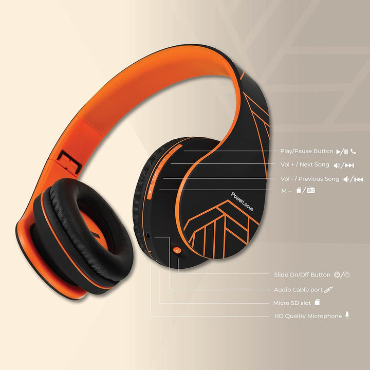 PowerLocus Bluetooth Over-Ear Kopfhörer, Kabellos Stereo Faltbare Kopfhörer Kabellose und Kabel-Kopf