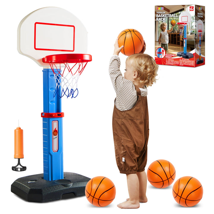 JOYIN Basketballkorb Kinder,Mini Basketballkorb Outdoor Indoor mit Ständer Höhenverstellbarer 75-105