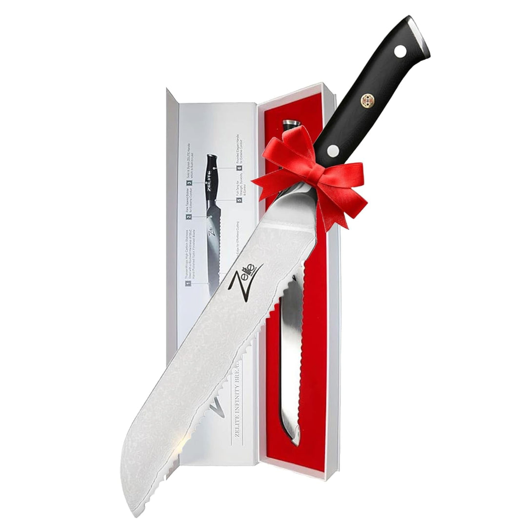 Zelite® Brotmesser, 20,3 cm Damastmesser, Scharfes Küchenmesser, Japanisches Messer für Zuhause &amp; Ga