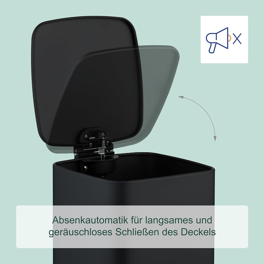 Relaxdays Kosmetikeimer, 8 L, Absenkautomatik, entnehmbarer Inneneimer, Metall, Bad Mülleimer, inkl.