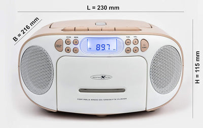 Reflexion RCR2260 CD-Player mit Kassette und Radio für Netz- und Batteriebetrieb (PLL UKW-Radio, LCD