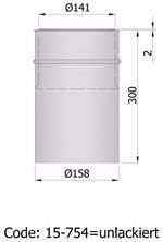 Mauermuffe doppel 300 mm, Ø150mm, unlackiert 30cm lang 150mm