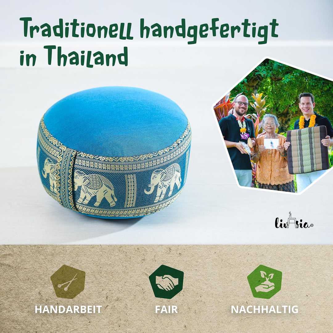 Livasia Meditationskissen Thaiseide, Yogakissen klein mit Kapok, Pouf, Bodenkissen Yoga Zen Meditati