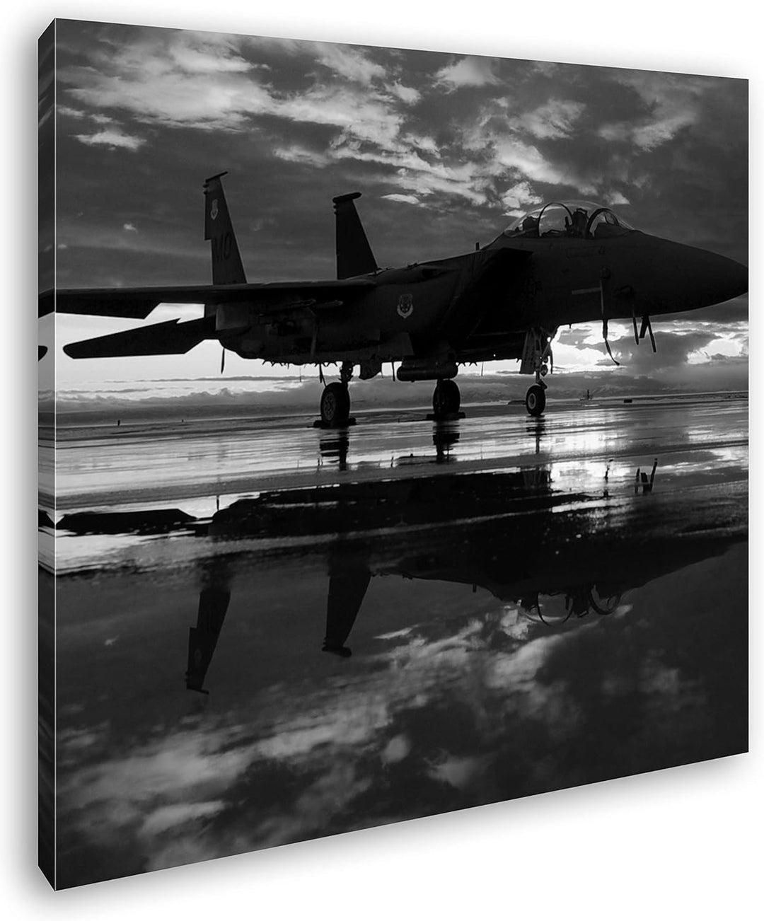 deyoli Kampfjet Format: 70x70 Effekt: Schwarz&Weiss als Leinwandbild, Motiv fertig gerahmt auf Echth