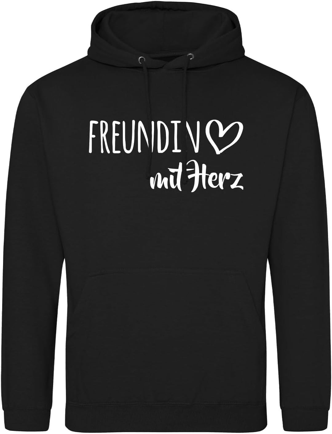 huuraa Unisex Hoodie Freundin mit Herz Pullover Vegan Grösse 3XL Deep Black mit Motiv für die tollst