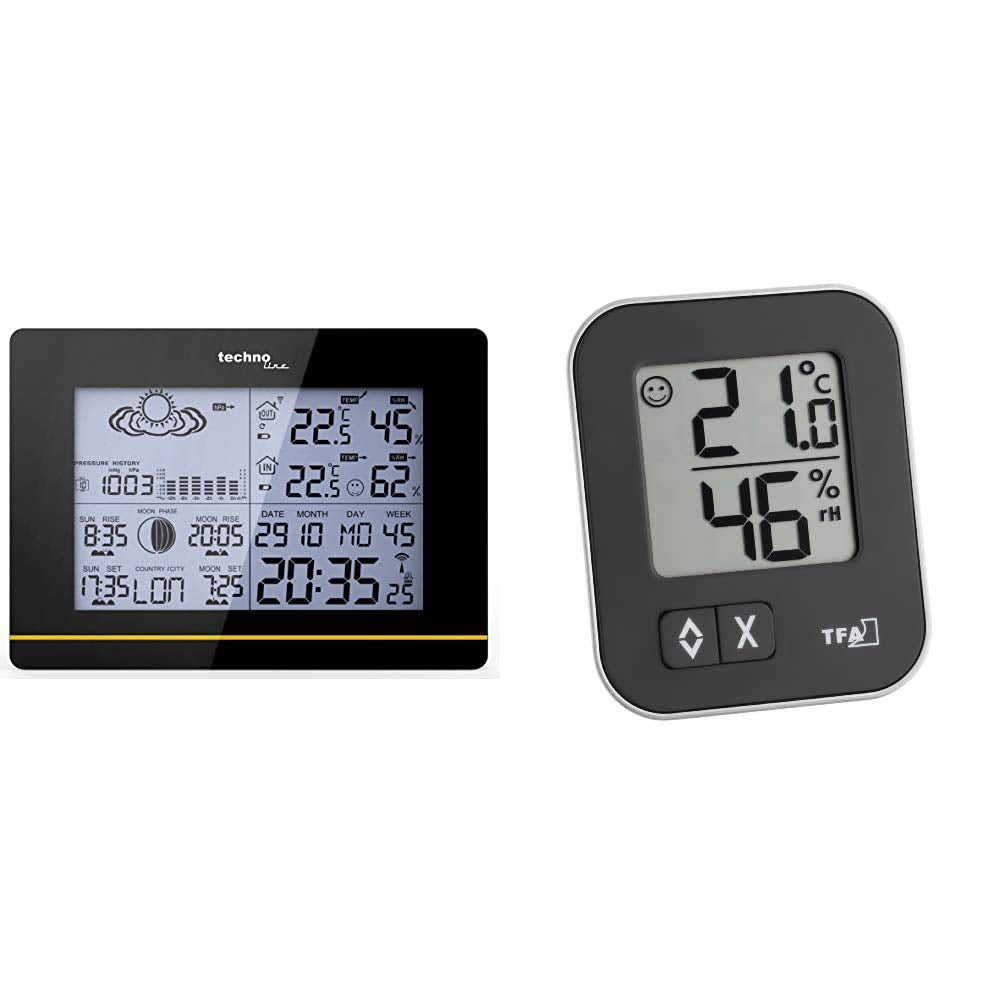 Technoline WS 6750 moderne Wetterstation mit Vorhersage von Wettersituation und Anzeige von Mondphas