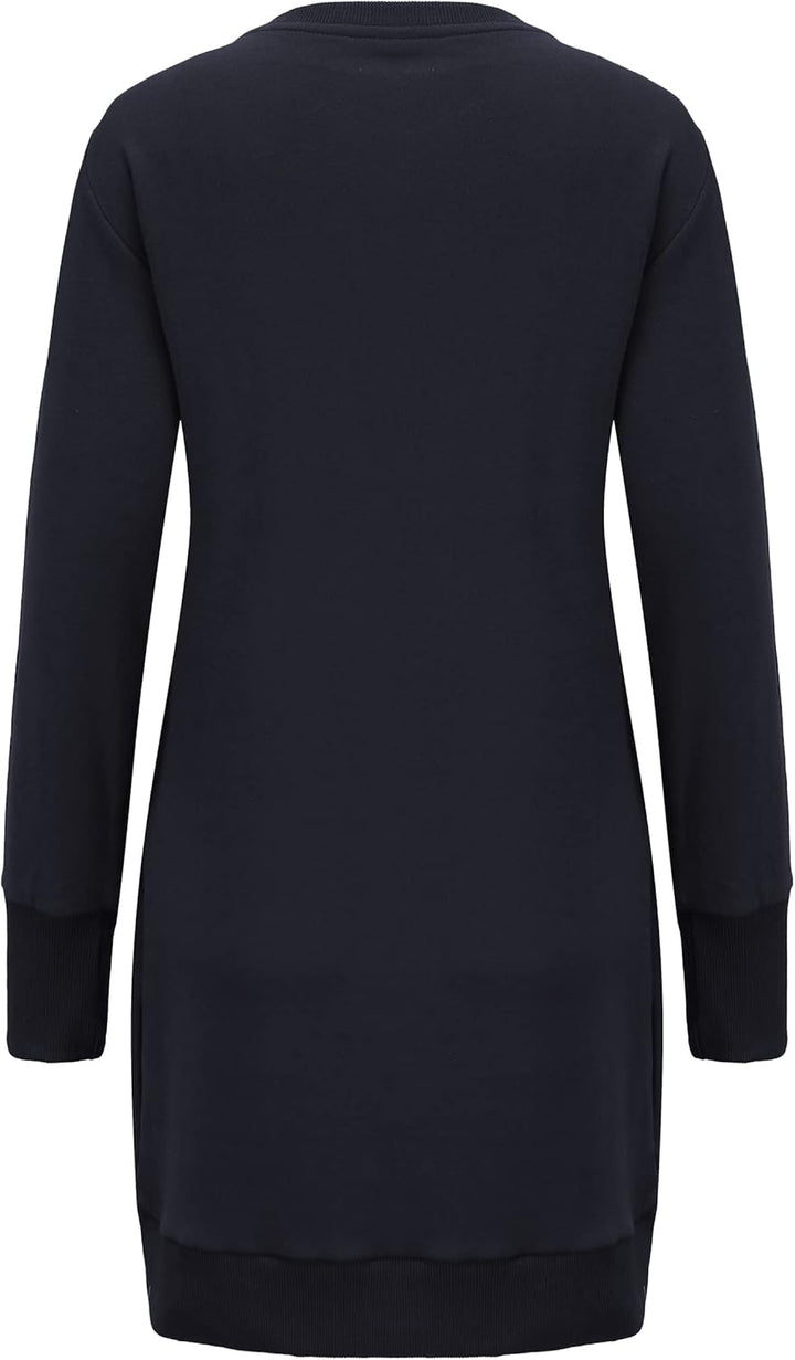 DOTIN Damen Sweatkleid Langarm Sweatshirt Pulloverkleid Herbst Hoodie Kleider Lässiges Jumper Tops M