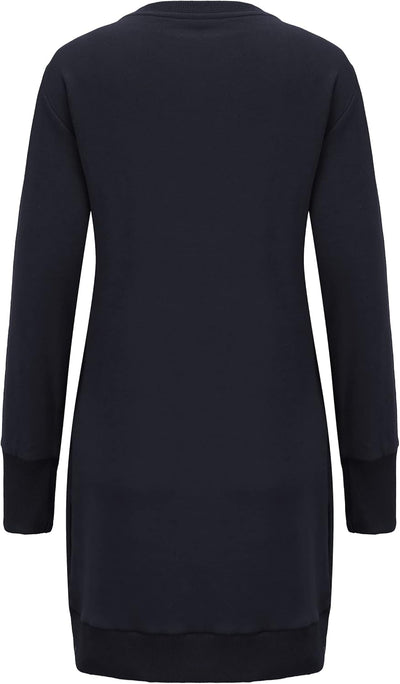 DOTIN Damen Sweatkleid Langarm Sweatshirt Pulloverkleid Herbst Hoodie Kleider Lässiges Jumper Tops M