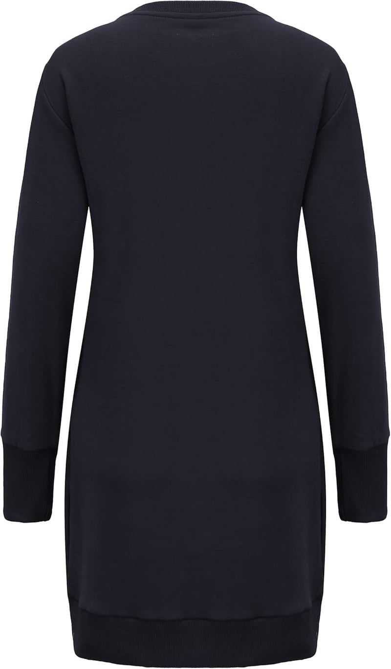 DOTIN Damen Sweatkleid Langarm Sweatshirt Pulloverkleid Herbst Hoodie Kleider Lässiges Jumper Tops M