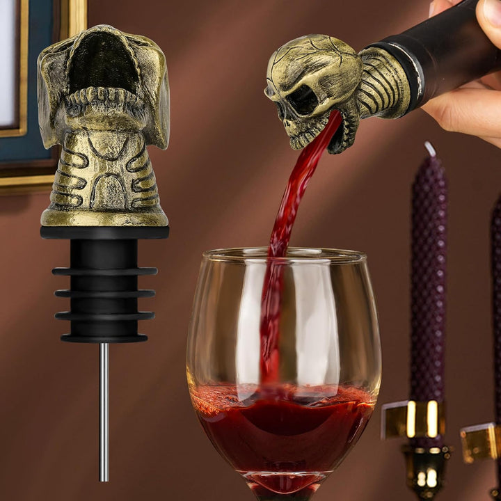 LKKCHER Totenkopf 2-in-1 Weinflaschenverschluss und Ausgiesser, Totenkopf Deko, Totenkopf Wein Gesch