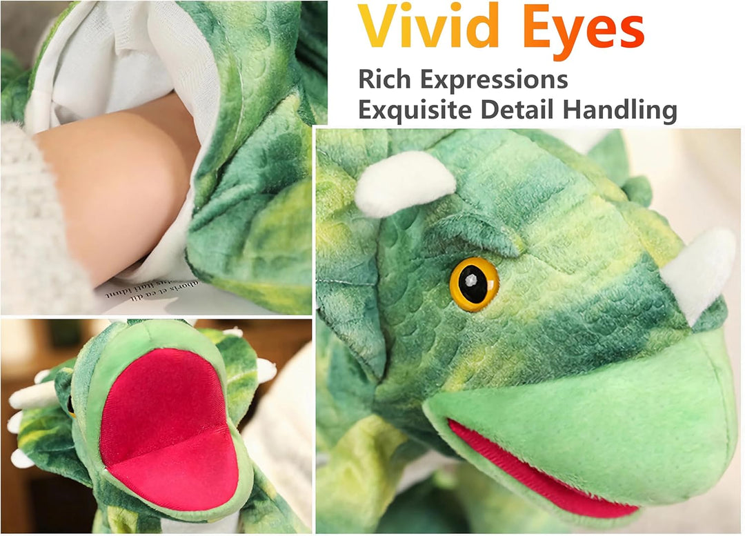 LOMTRATS Dinosaurier-Handpuppen für Kinder, Kleinkind enthält Triceratops und Tyrannosaurus Rex mit