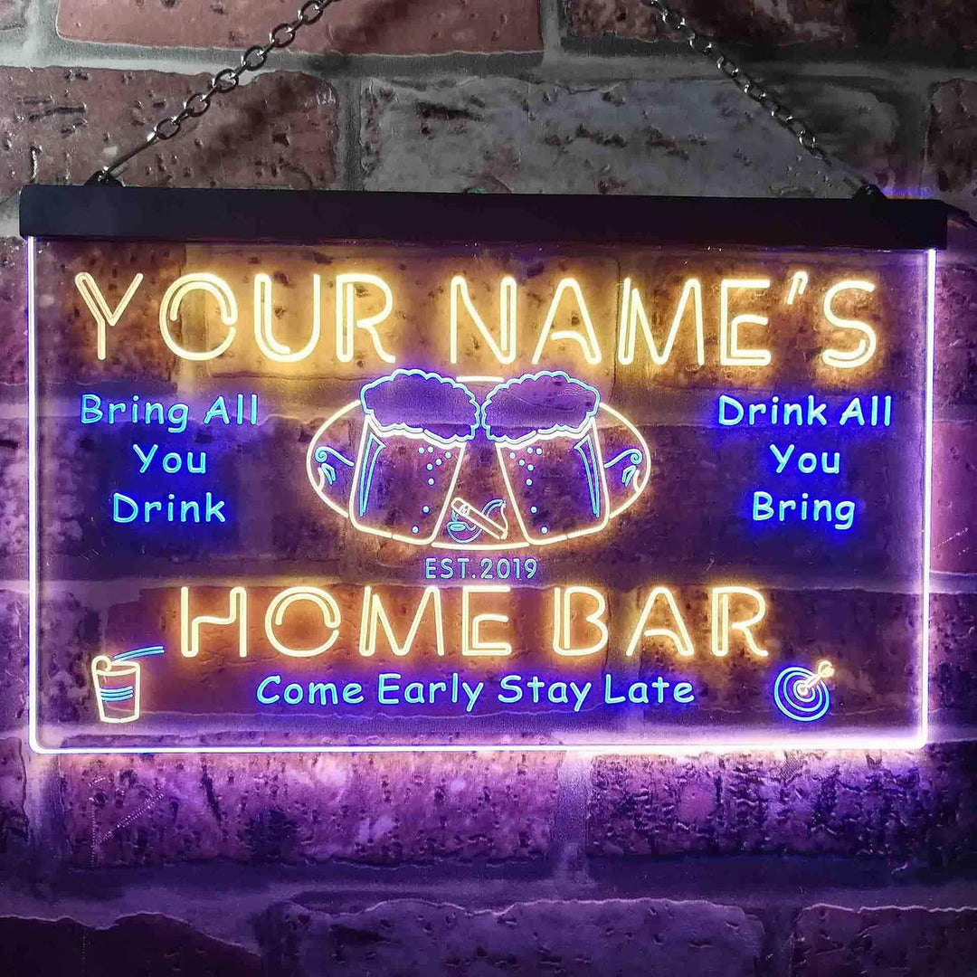 Personalized Your Name Est Year Theme Home Bar Beer Dual Color LED Barlicht Neonlicht Lichtwerbung N